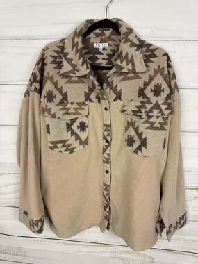 Jen & Co. Size L/XL Southwest Pattern Fleece Shacket